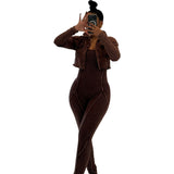 MB FASHION Two-Piece Fitted Jumpsuit and Cropped VINTAGE WASH Jacket Set 6329