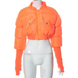 MB FASHION Cropped Puffer Jacket with Extended Sleeve Detail 405