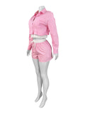 MB FASHION Striped Button-Up Shorts Set 5028