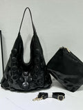 Every Fashion Bubble Textured Hobo Bag 3-Piece Set - Spacious Shoulder Tote with Matching Pouch and Adjustable Strap