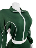 MB FASHION Cropped Zip Jacket & High-Waist Flare Pants Set 5018
