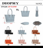EVERY FASHION Geometric Pattern Tote Bag with Matching Wallet DP-9149W