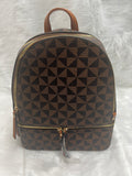 EVERY FASHION Geometric Pattern Backpack with Dual Zipper Compartments