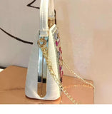 Every Fashion Gemstone Embellished Box Clutch with Top Handle and Chain Strap