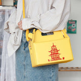 Every Fashion Chinese Takeout Box Style Handbag with Pagoda Print