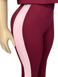 MB FASHION Two-Piece Colorblock Polo Crop and Flare Set 6036