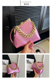 EVERY FASHION Structured Frame Handbag with Oversized Chain Accent