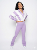 EVERY FASHION Zip-Up Crop Jacket & High-Waist Jogger Set MB 5015LY
