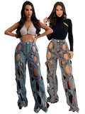 MB FASHION Sexy Cut-Out Wide Leg Denim Jeans 3112
