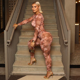 MB FASHION Floral Mesh Long Sleeve Top & Leggings Set 289