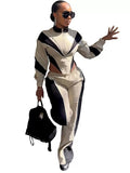 MB FASHION Cropped Zip-Up Tracksuit Set with Contrast Panels 5062