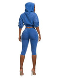 MB FASHION Cropped Zip-Up Hoodie and High-Waist Capri Leggings Two-Piece Set