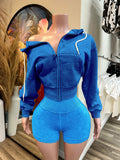 MB FASHION Zip-Up Cropped Hoodie & High-Waisted Biker Shorts Matching Set 6081