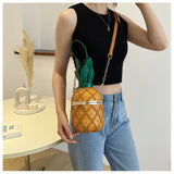 Every Fashion Pineapple-Inspired Studded Barrel Handbag with Drawstring Top 9355