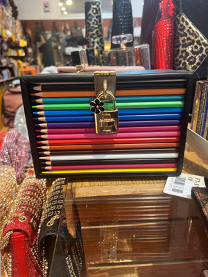EVERY FASHION Colored Pencil Box Clutch Handbag with Lock Closure