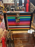 EVERY FASHION Colored Pencil Box Clutch Handbag with Lock Closure