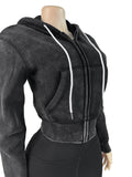 MB FASHION Cropped Zip-Up Hoodie & High-Waist Leggings Set 5089