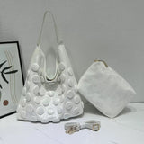 Every Fashion Bubble Textured Hobo Bag 3-Piece Set - Spacious Shoulder Tote with Matching Pouch and Adjustable Strap