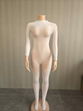 MB FASHION Ultra-Stretch Sheer Mesh Jumpsuit – Full-Length Long Sleeve Bodycon Catsuit for Layering (ONE SIZE) 1454