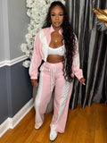 MB FASHION Two-Piece Retro Windbreaker Set – Cropped Zip-Up Track Jacket & High-Waist Wide Leg Joggers 5055