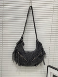 EVERY FASHION Light Wash Denim Crescent Hobo Bag