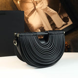 Every Fashion Half-Moon Statement Handle Bag with Layered Design