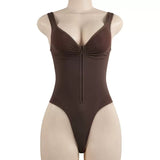 MB FASHION Front-Zip Shapewear Bodysuit – Plunging Neck 602