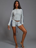 MB FASHION Cropped Zip Track Jacket & Matching Shorts Set 6030