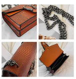 Every Fashion Textured Chain Shoulder Bag with Metal Buckle Detail