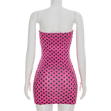 MB FASHION Polka Dot Strapless Bodycon Mini Dress