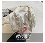 Every Fashion Glam Crystal Fringe Statement Shoulder Bag