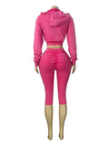 MB FASHION Cropped Zip-Up Hoodie and High-Waist Capri Leggings Two-Piece Set