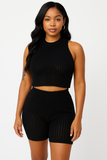 MB FASHION Seamless Knit Crop Top & High-Waisted Shorts Set 4668AT