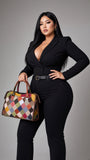 EVERY FASHION Colorful Diamond Patchwork Leather Satchel Handbag