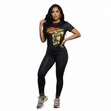 MB FASHION Graphic Tee and Jogger Pants Two-Piece Activewear Set 8003