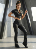 MB FASHION High Quality Premium Ribbed Crop Top and High-Waisted Pants Set 4035LY