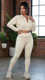 MB FASHION Zip-Up Cropped Jacket & Leggings Set 5033
