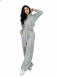 MB FASHION Two-Piece Drawstring Lounge Set – Cropped Zip-Up Hoodie & High-Waist Wide Leg Balloon Joggers 5072