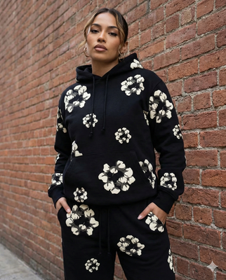 MB FASHION Floral Printed Hoodie and Jogger Set with Relaxed Fit 022LY