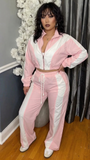 MB FASHION Two-Piece Retro Windbreaker Set – Cropped Zip-Up Track Jacket & High-Waist Wide Leg Joggers 5055