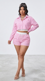 MB FASHION Striped Button-Up Shorts Set 5028