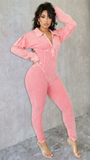 EVERY FASHION HIGH QUALITY COTTON RIBBED V-Neck Fitted Hourglass Jumpsuit MB 4102LY