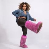 EVERY FASHION Knee-High Faux Fur Boots 008 TY