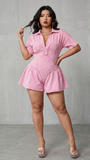 MB FASHION High Quality Corset-Style Flare Romper with Collared Neckline 4101LY