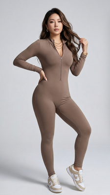 MB FASHION Long Sleeve Zip-Up  HIGH QUALITY Jumpsuit 2402