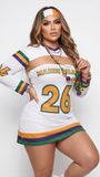 MB FASHION Mardi Gras Cut-Out Jersey Dress & Headband Set 835