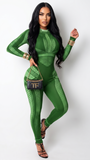 MB FASHION Sheer Mesh Cutout Jumpsuit - Long Sleeve Bodysuit 2095