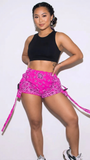 MB FASHION High-Waisted Bandana Print Shorts with Buckle Straps 4334R