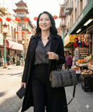 EVERY FASHION Monogram Satchel & Matching Zip-Around Wallet Set 8048