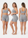 MB FASHION Scoop Neck Sports Bra & High-Waisted Biker Shorts Set 5083